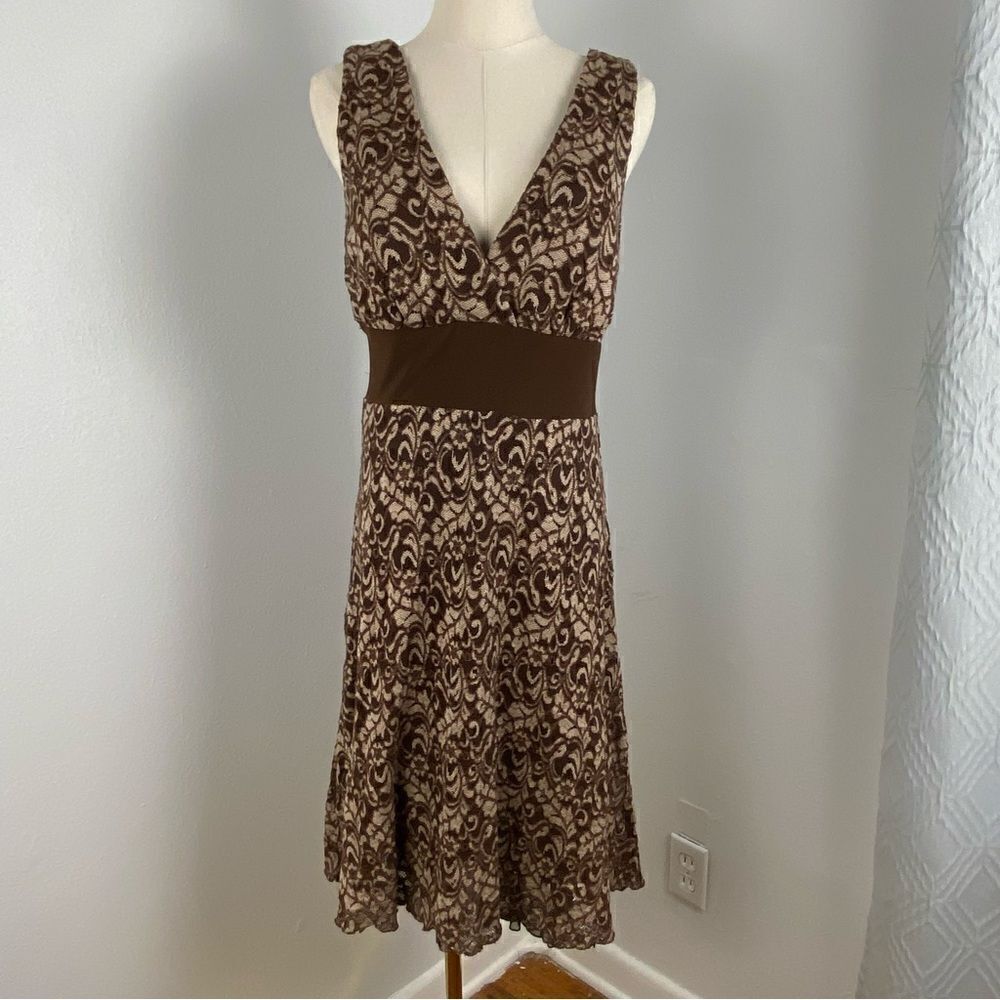 Vtg Studio Y Lace‎ Dress Brown Whimsigoth Romantic Grunge Sleeveless Women L